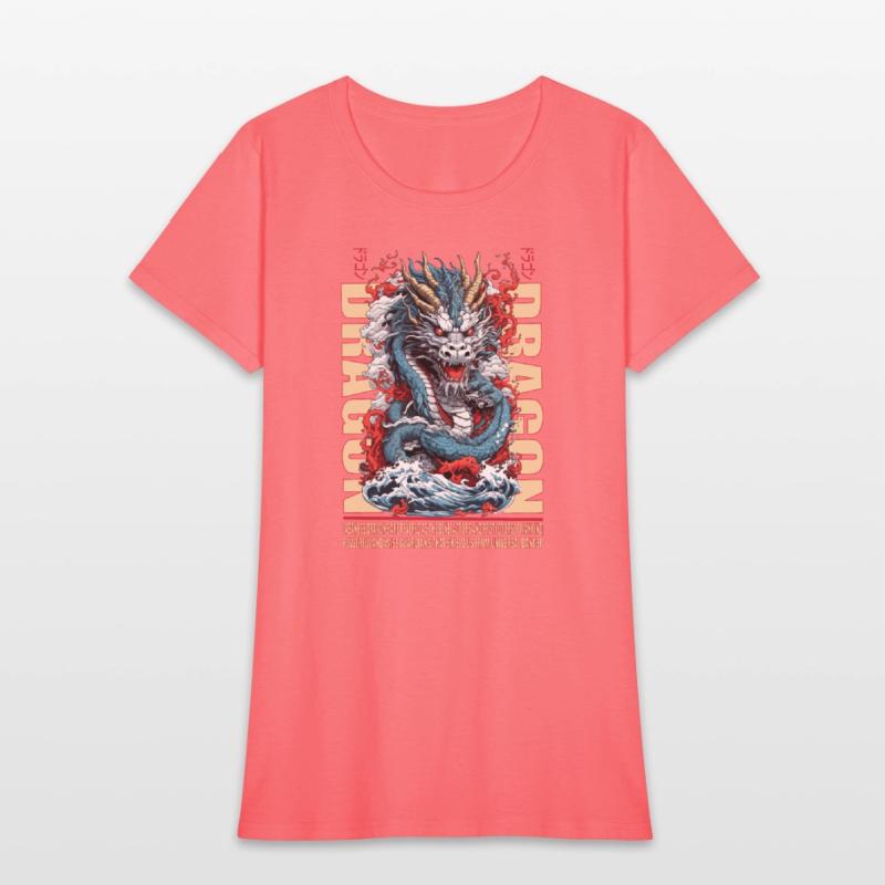 Japanese dragon on waves