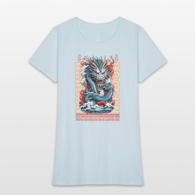 Japanese dragon on waves