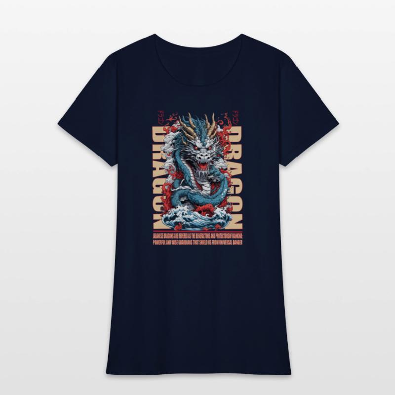 Japanese dragon on waves
