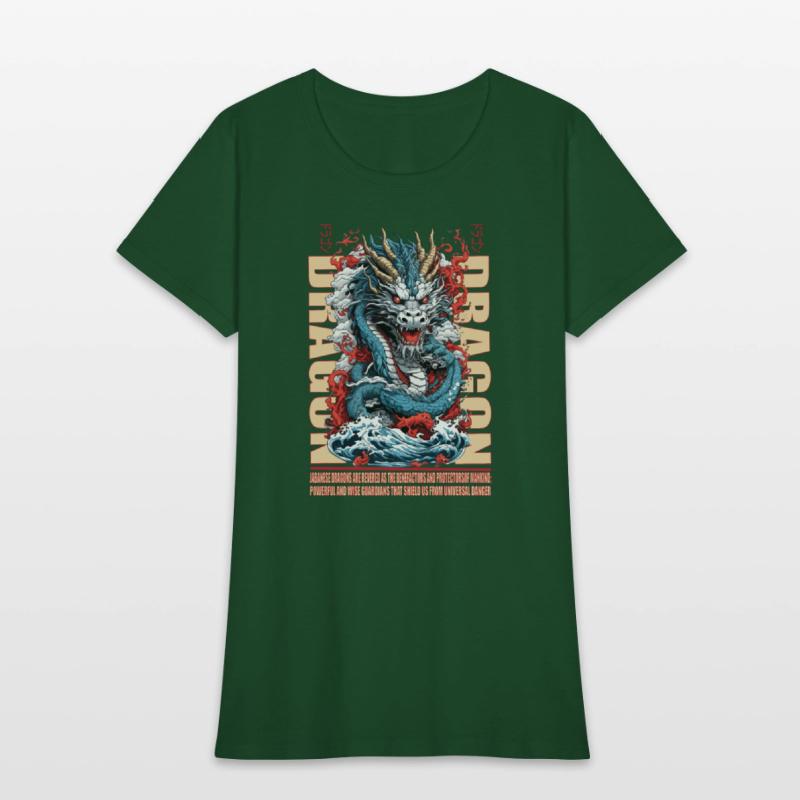 Japanese dragon on waves