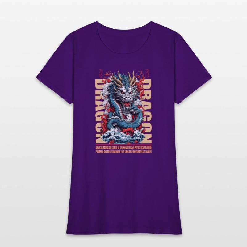 Japanese dragon on waves