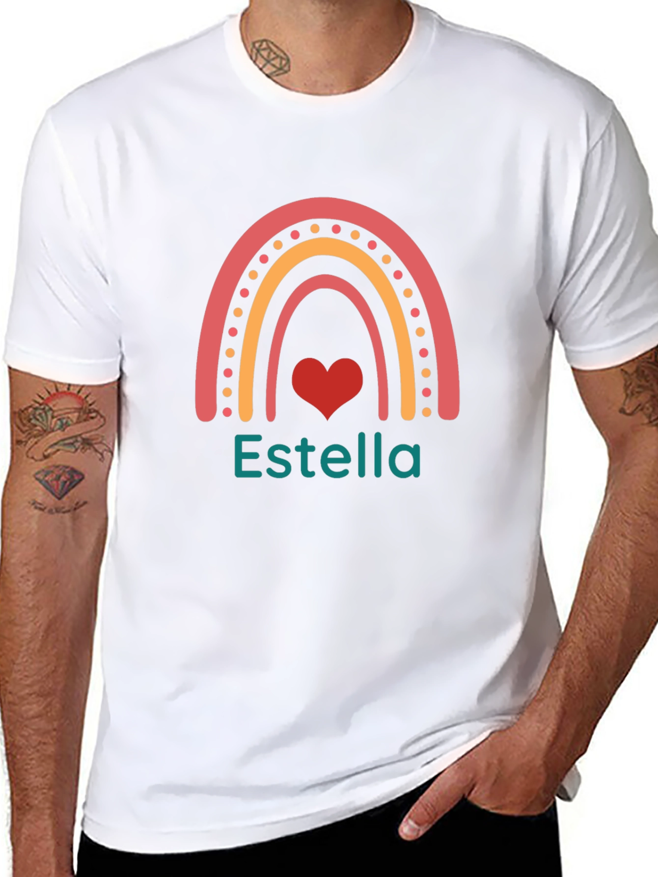 Estella Rainbow Heart Personalized T-Shirt