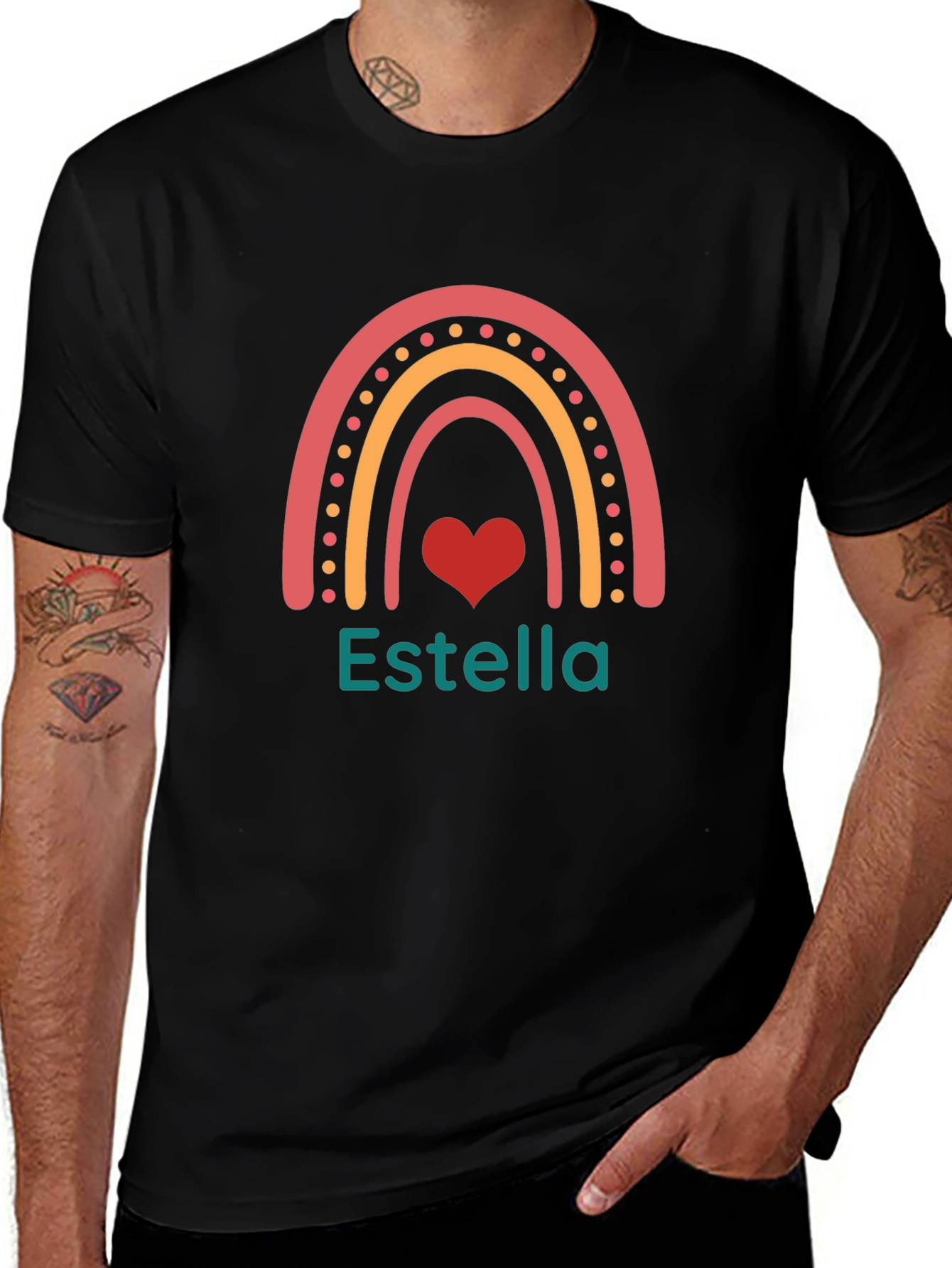 Estella Rainbow Heart Personalized T-Shirt