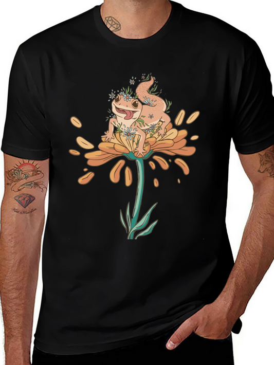 Gecko Flower T-Shirt - Unique Graphic Tee