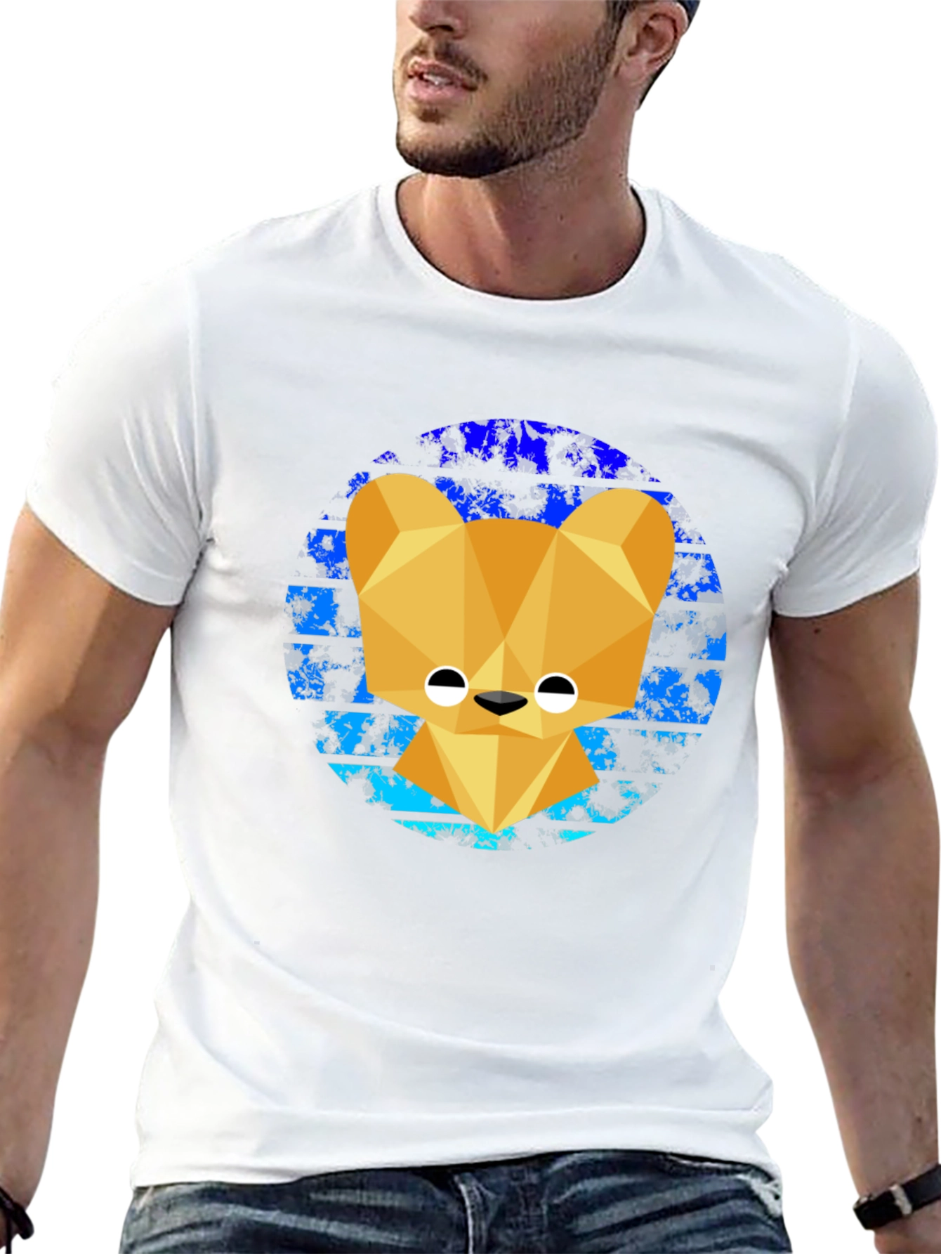 Geometric Bear Graphic Tee - Modern Style