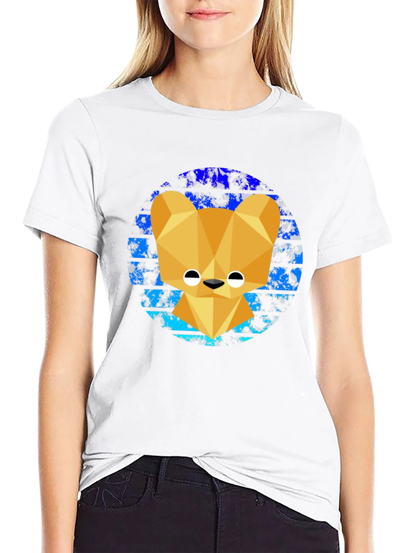 Geometric Bear Graphic Tee - Modern Style