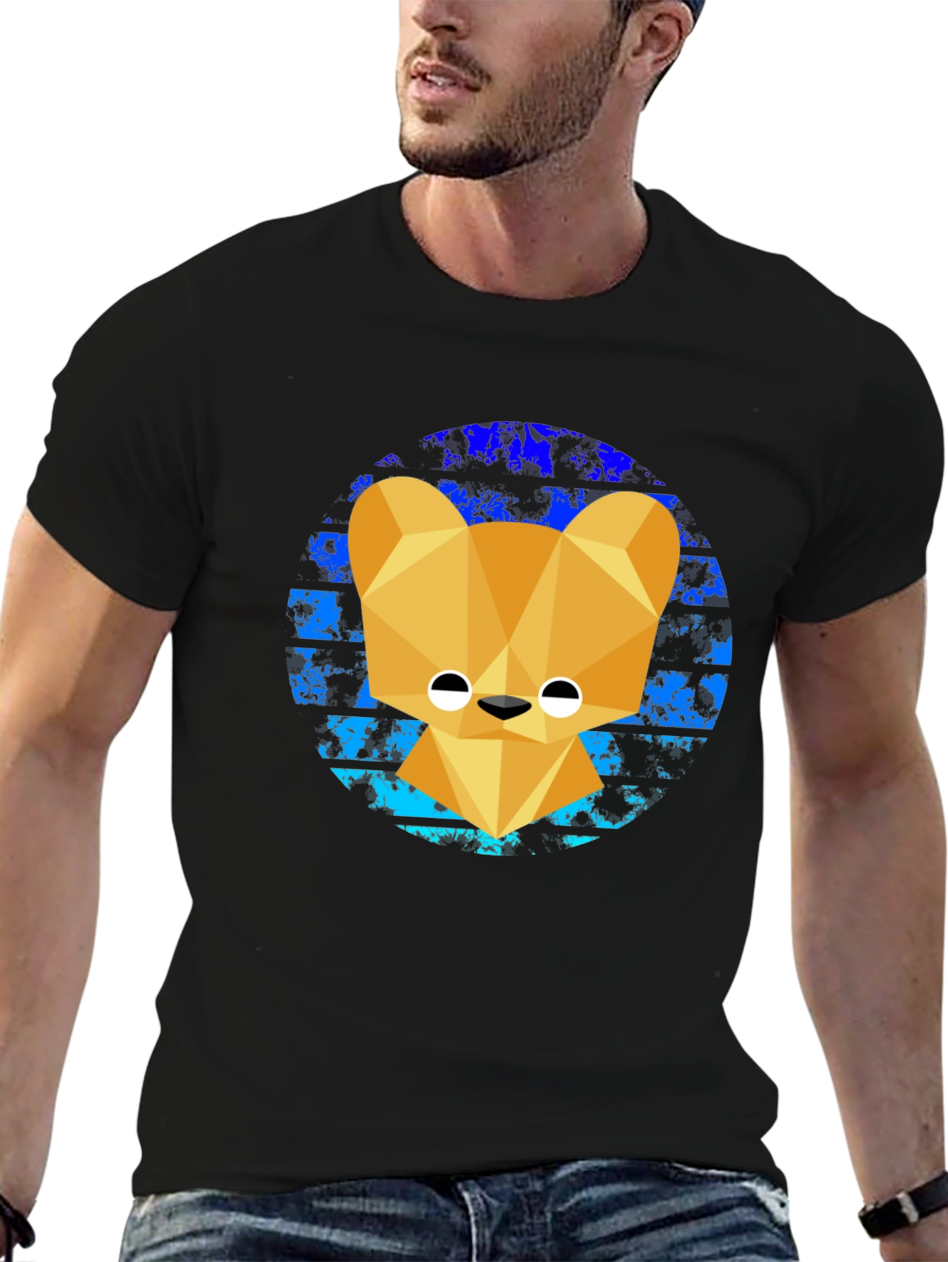 Geometric Bear Graphic Tee - Modern Style