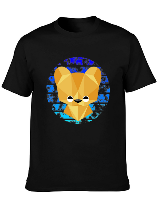 Geometric Bear Graphic Tee - Modern Style