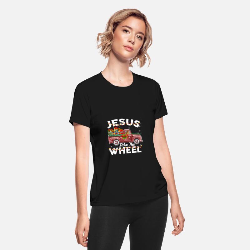 Jesus Take The Wheel Funny Christmas Red Truck