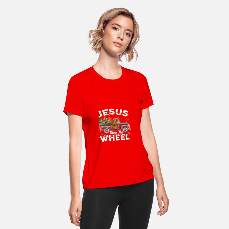 Jesus Take The Wheel Funny Christmas Red Truck