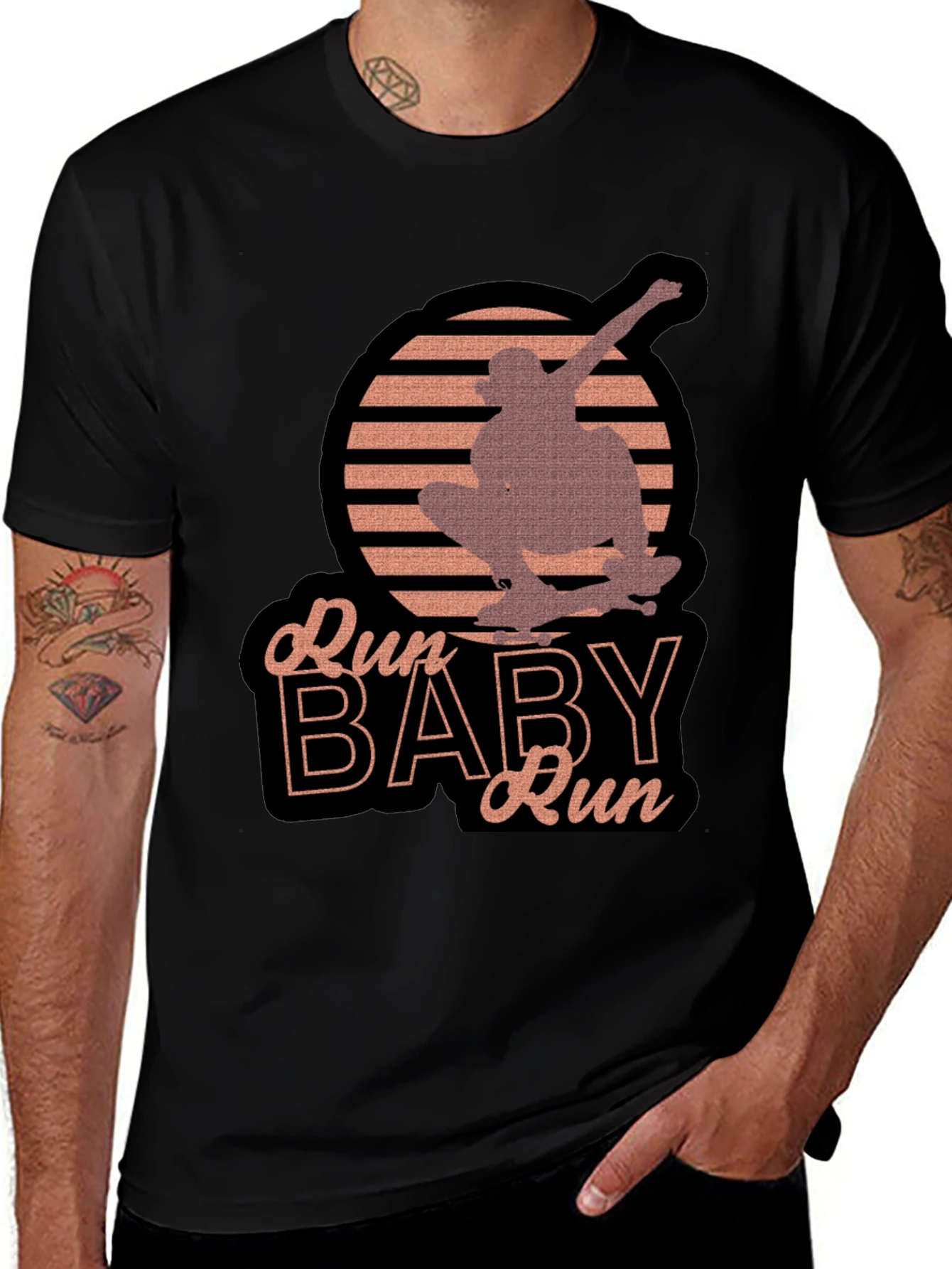 Skater Graphic Tee - Run Baby Run T-Shirt