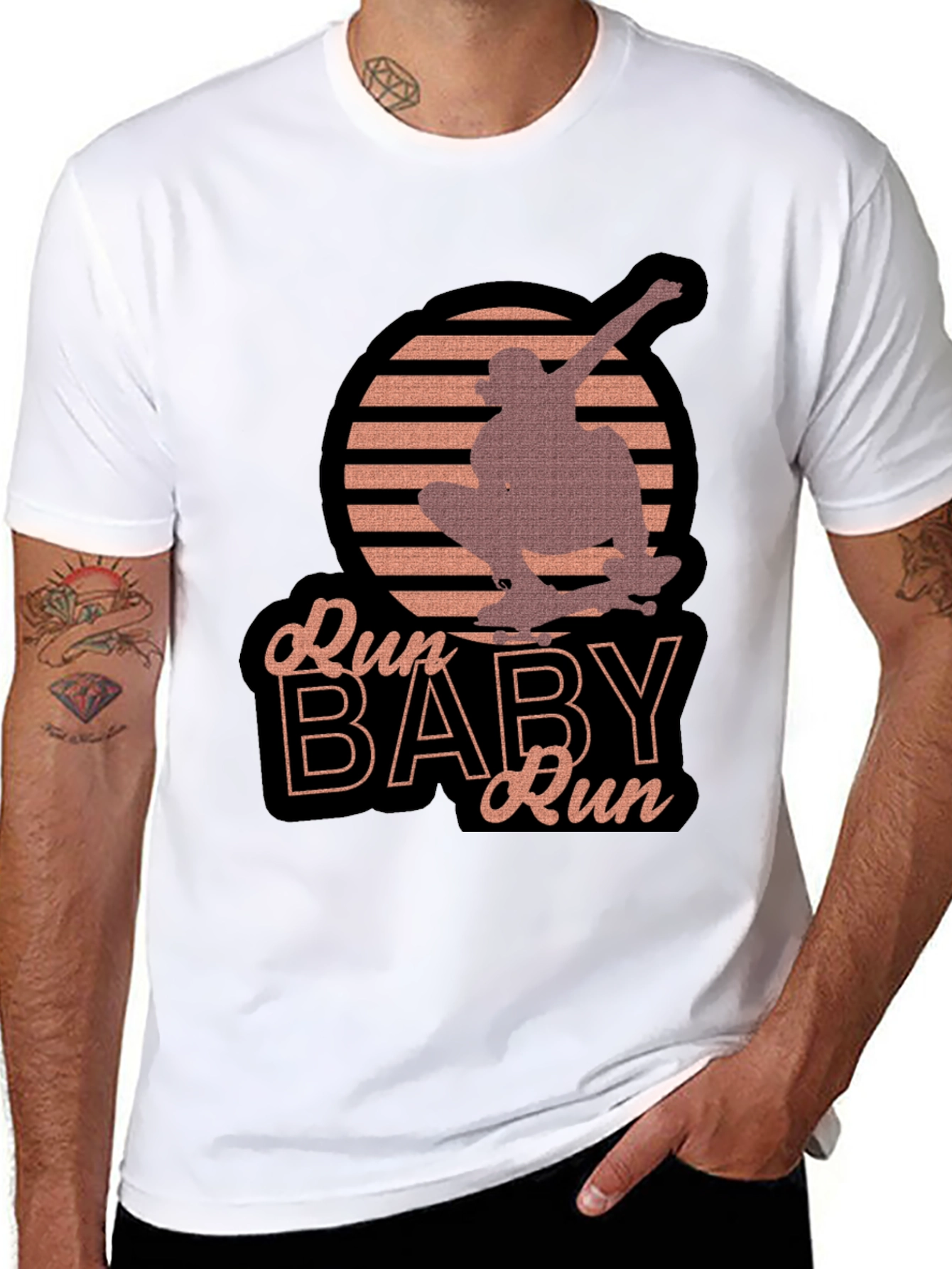 Skater Graphic Tee - Run Baby Run T-Shirt