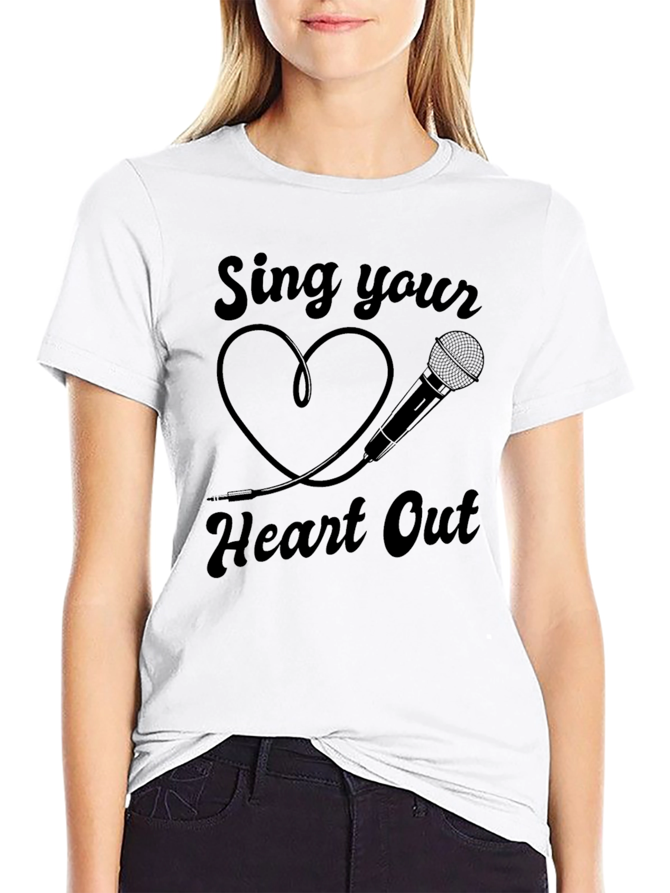 Sing Your Heart Out Black Graphic T-Shirt