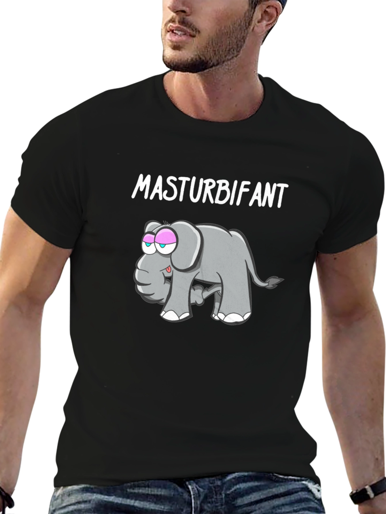 Funny Masturbifant Elephant Graphic T-Shirt