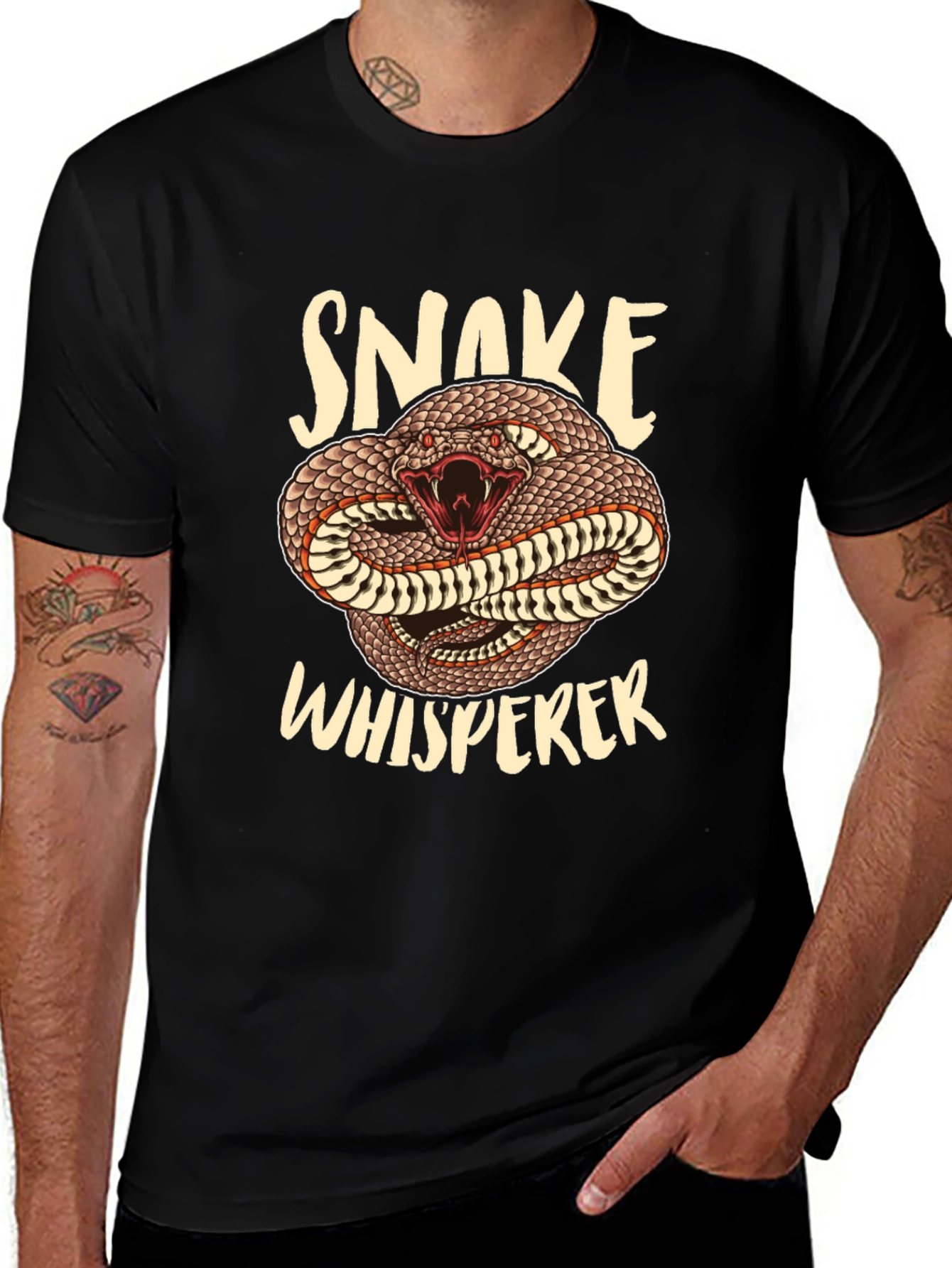 Snake Whisperer Graphic Tee - Mens Black T-Shirt