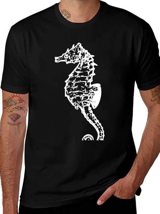 Cool Seahorse Graphic Tee - Black Cotton T-Shirt