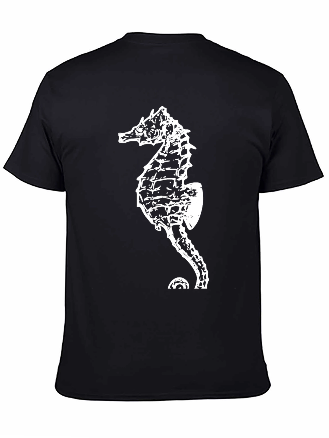 Cool Seahorse Graphic Tee - Black Cotton T-Shirt
