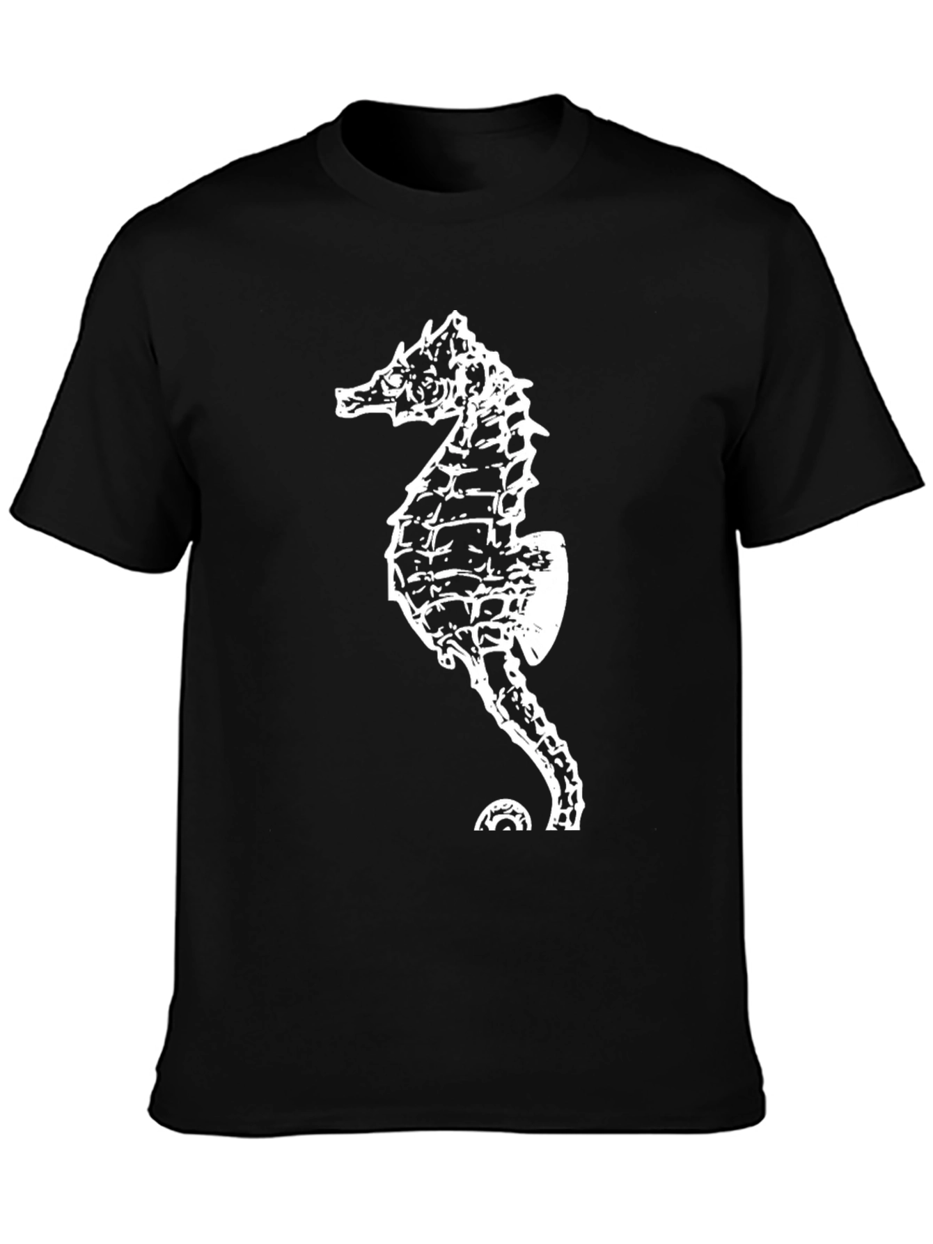 Cool Seahorse Graphic Tee - Black Cotton T-Shirt
