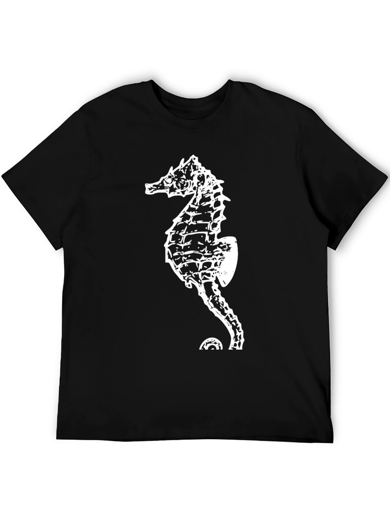 Cool Seahorse Graphic Tee - Black Cotton T-Shirt