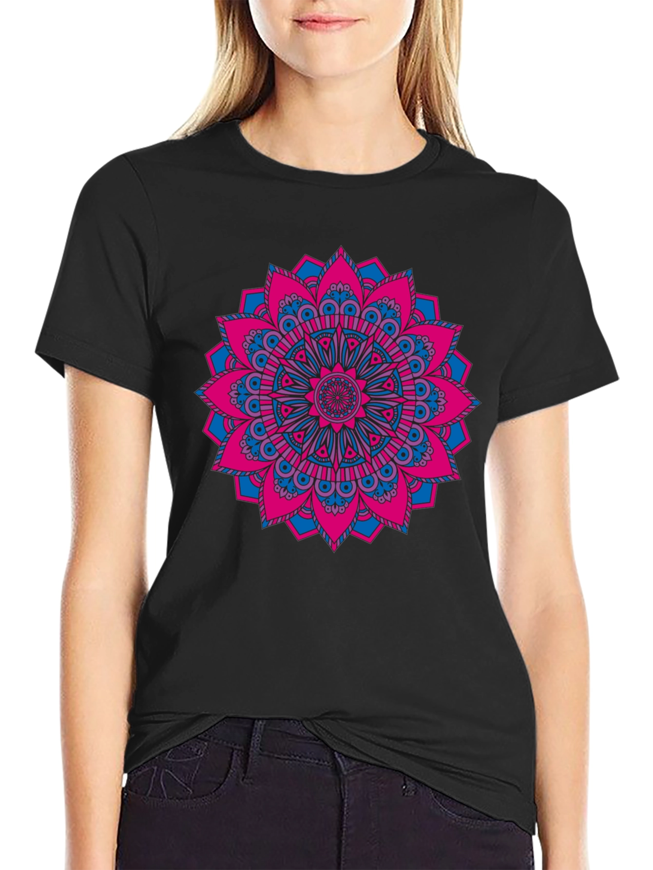 Mandala Graphic Print Black T-Shirt