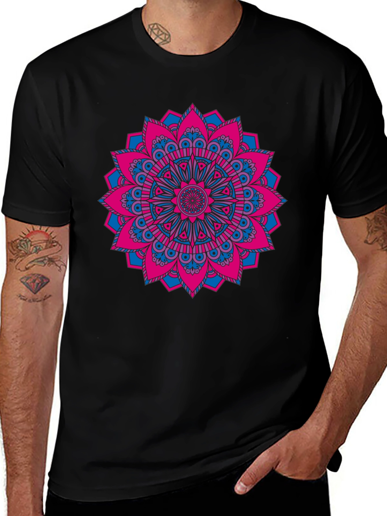 Mandala Graphic Print Black T-Shirt