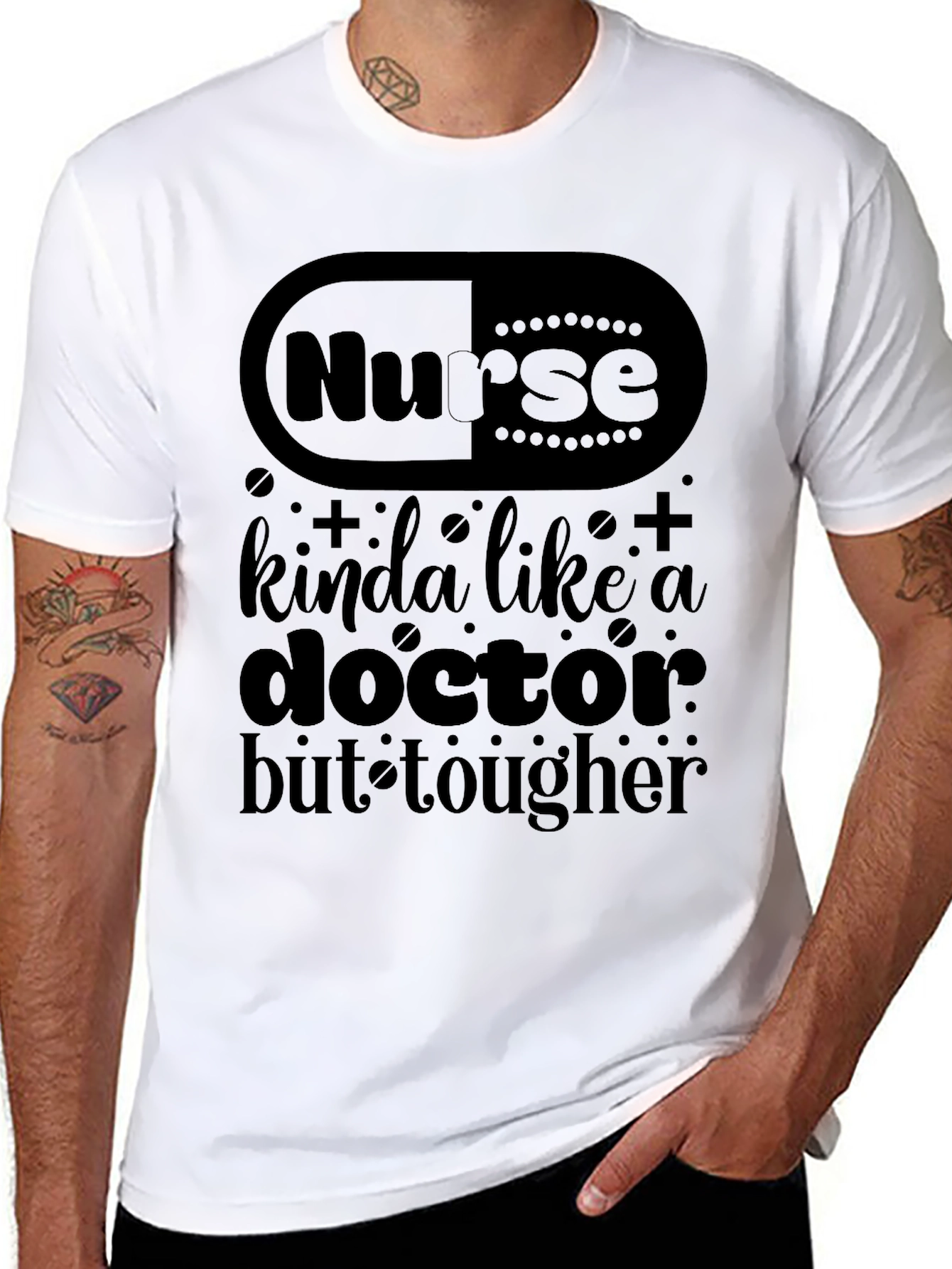Nurse Tougher Than a Doctor Black Graphic T-Shirt