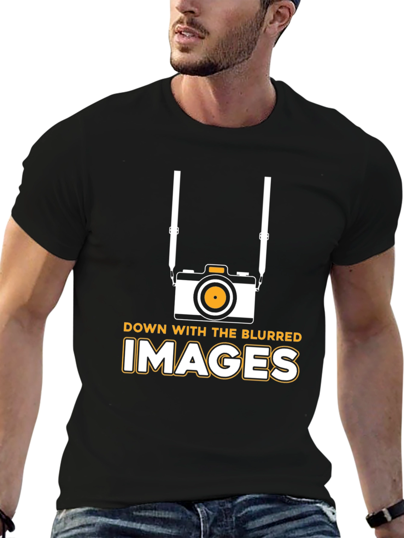 Down With Blurred Images Black T-Shirt