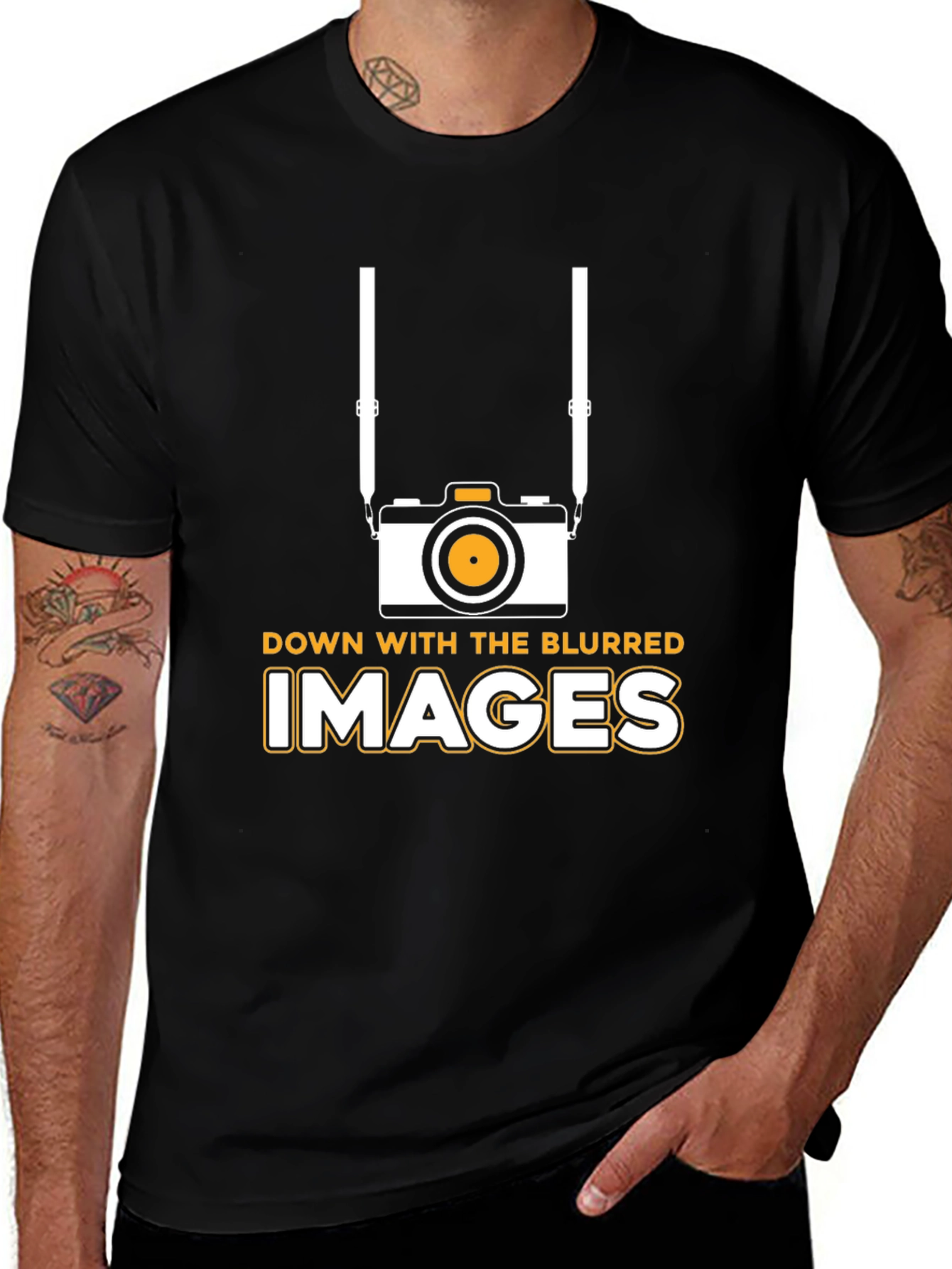 Down With Blurred Images Black T-Shirt