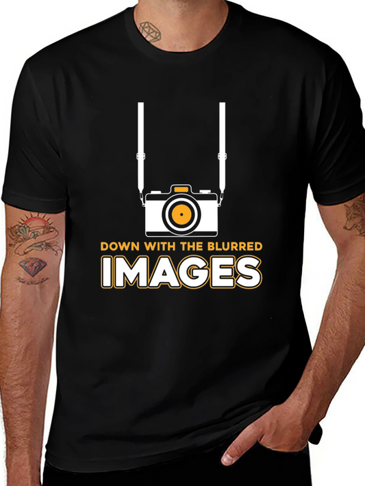 Down With Blurred Images Black T-Shirt