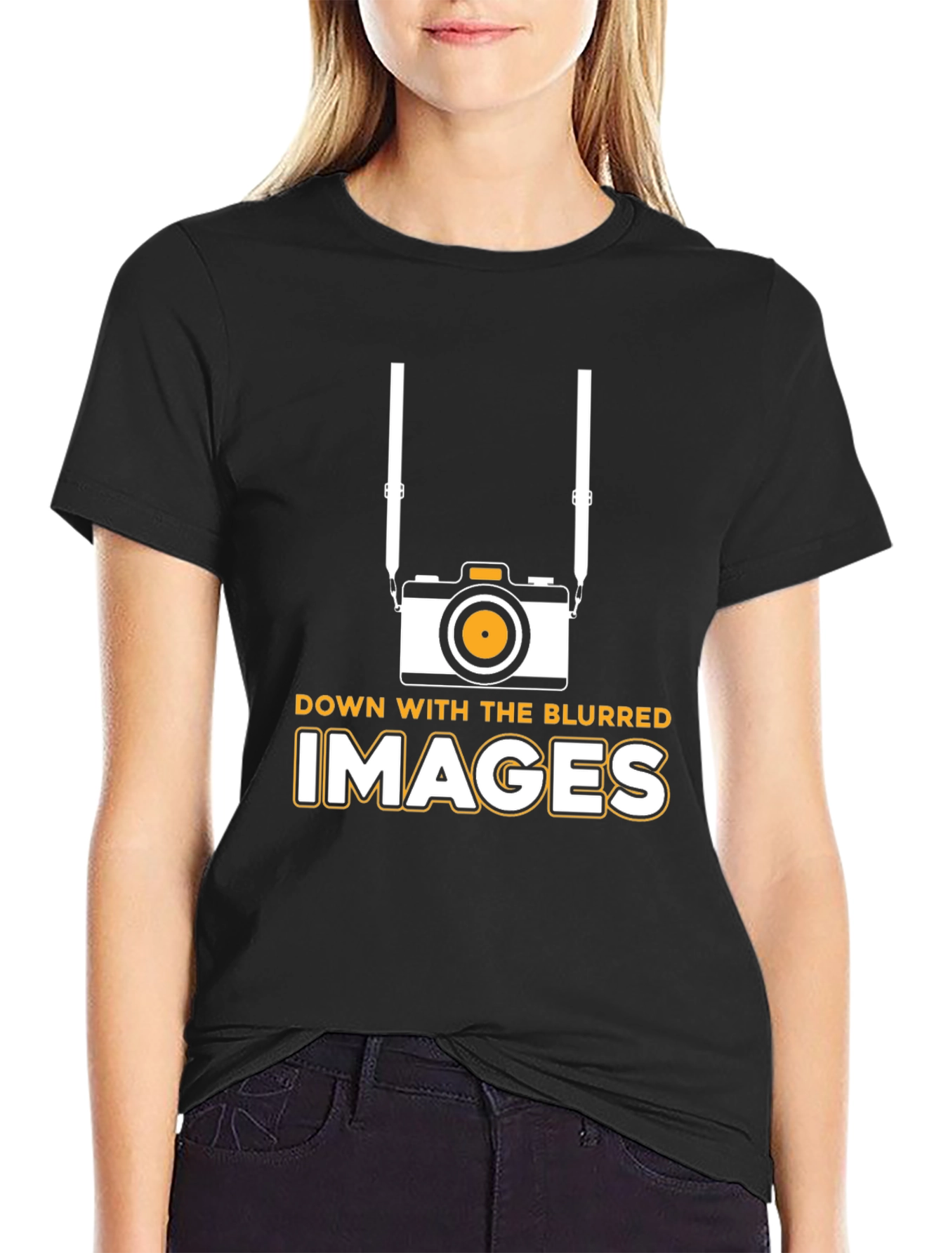 Down With Blurred Images Black T-Shirt