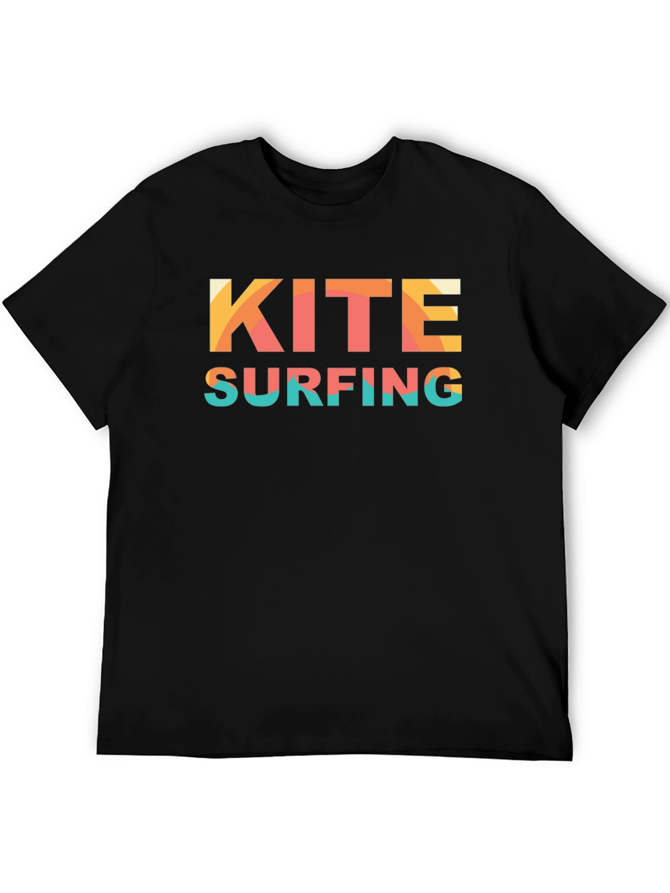 Kite Surfing Graphic T-Shirt Black Cotton Tee