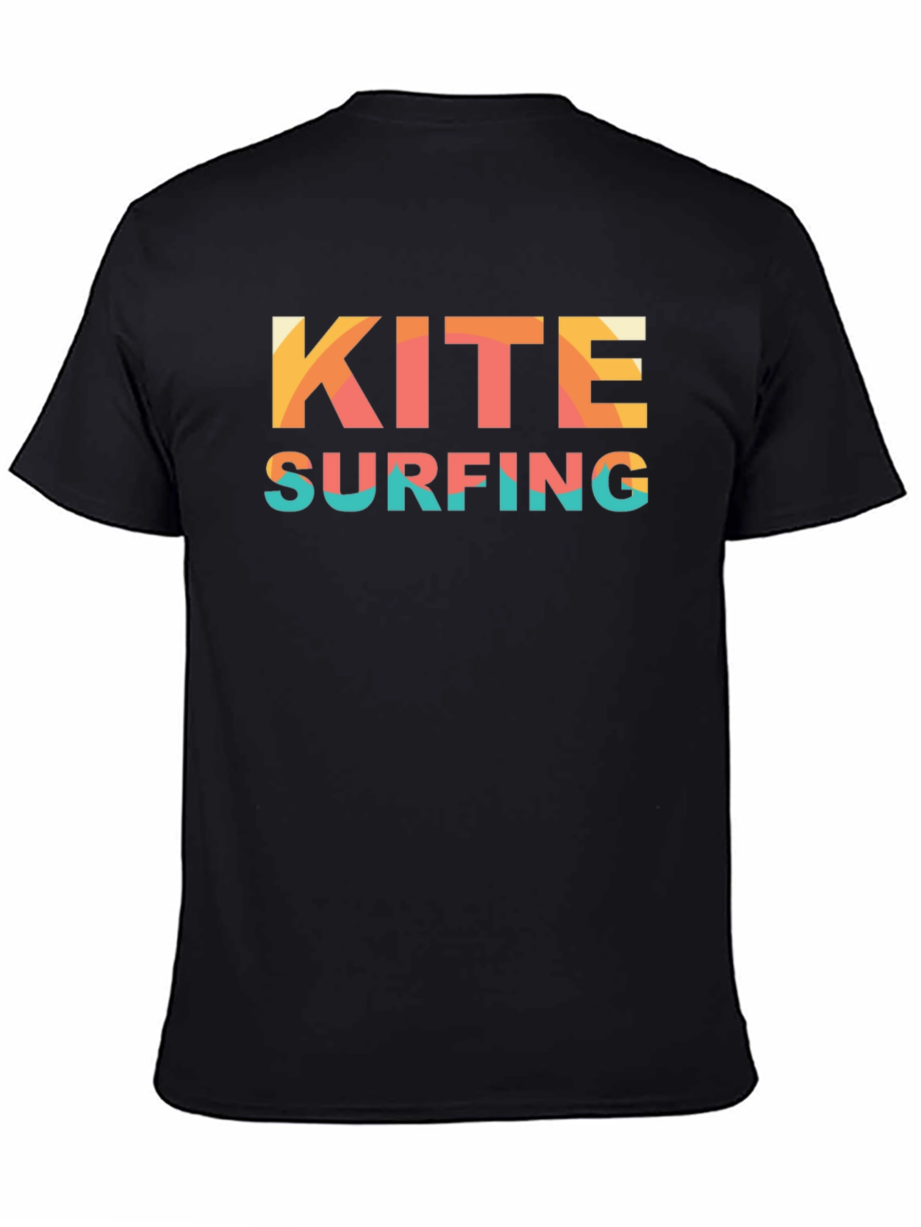 Kite Surfing Graphic T-Shirt Black Cotton Tee