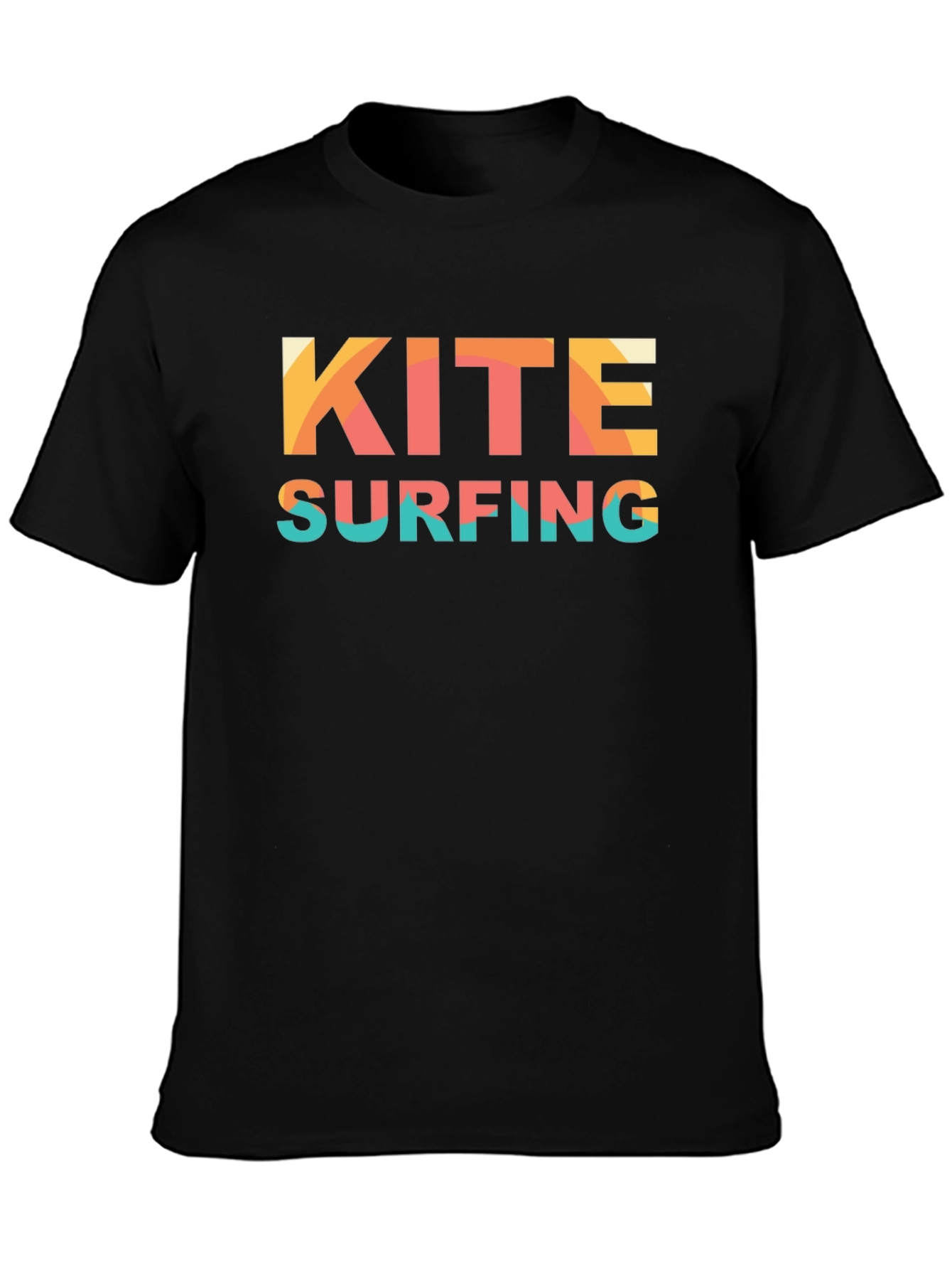 Kite Surfing Graphic T-Shirt Black Cotton Tee