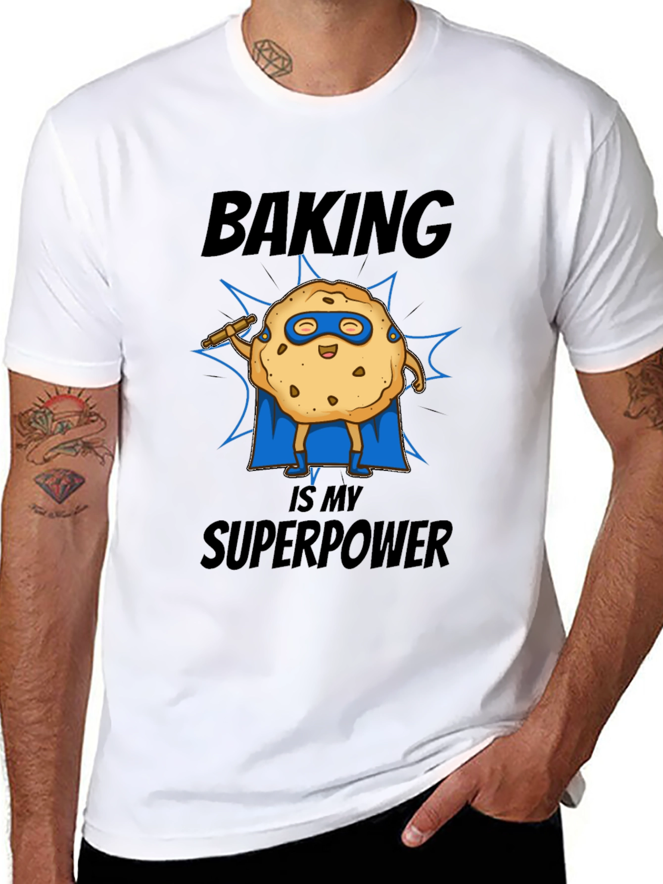 Baking is My Superpower T-Shirt Funny Cookie Superhero Tee