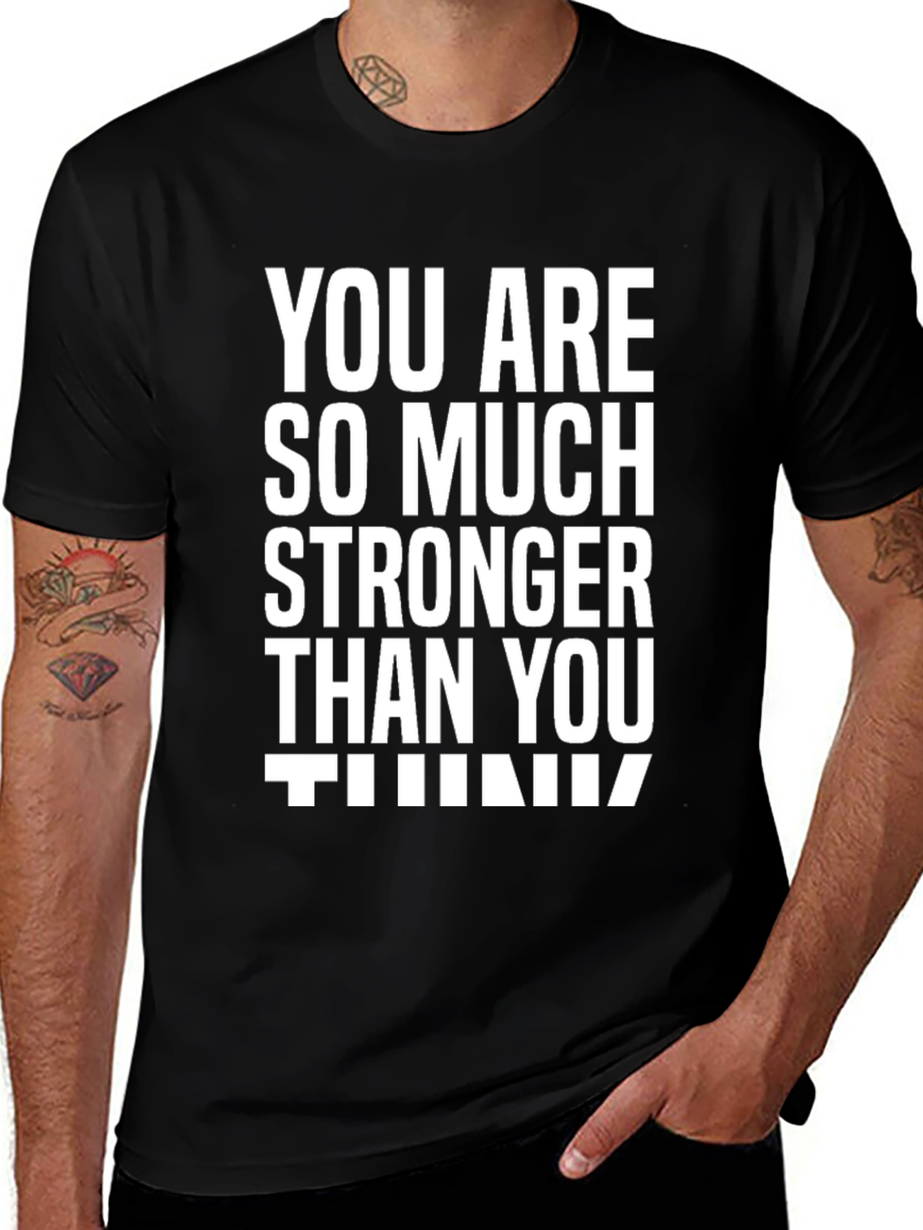 Motivational Stronger Than You Think Black T-Shirt