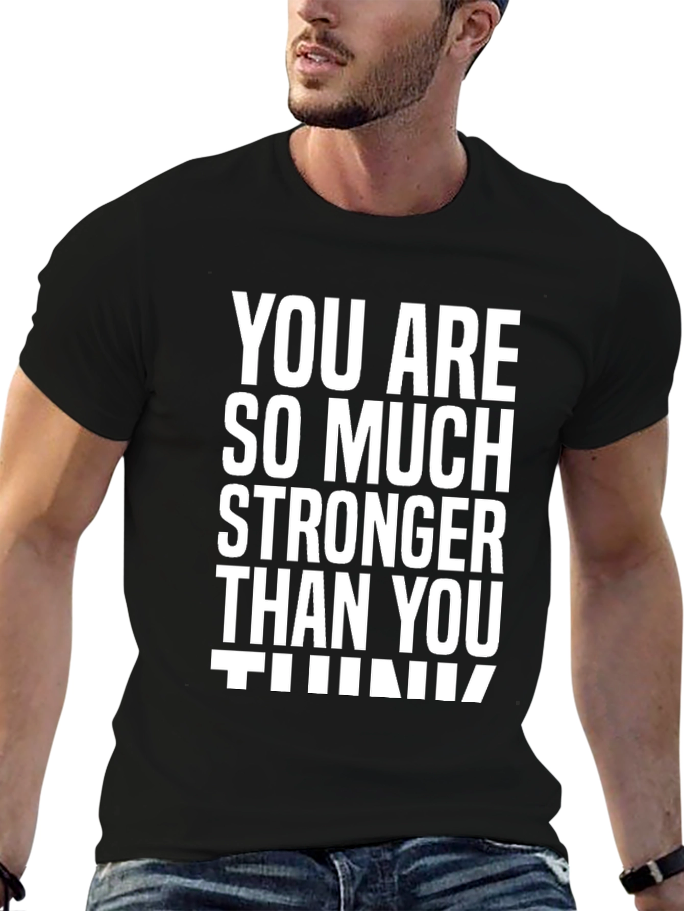 Motivational Stronger Than You Think Black T-Shirt
