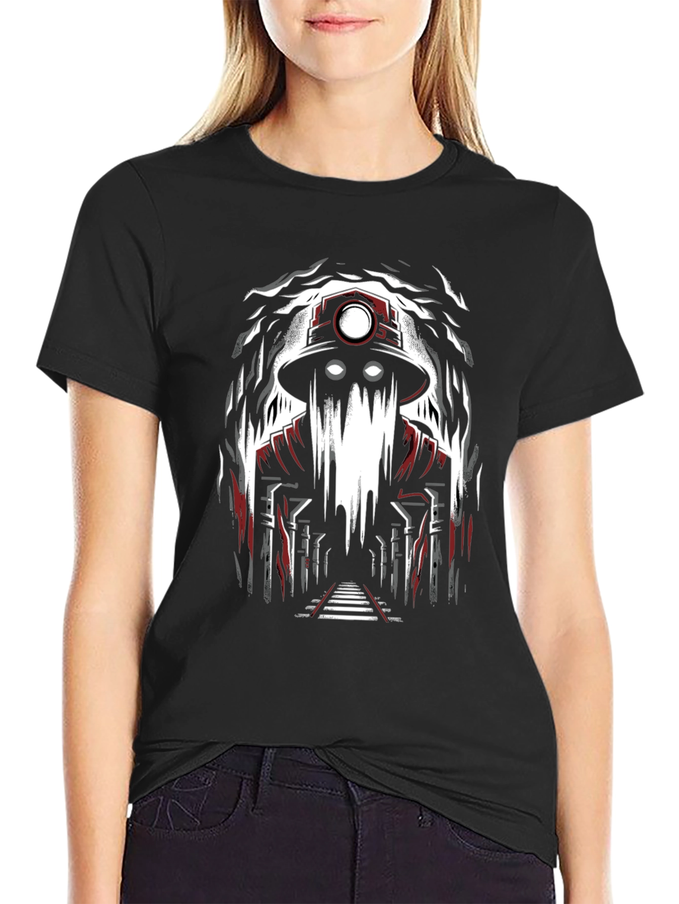 Miner Ghost Graphic Tee - Spooky Cool Design