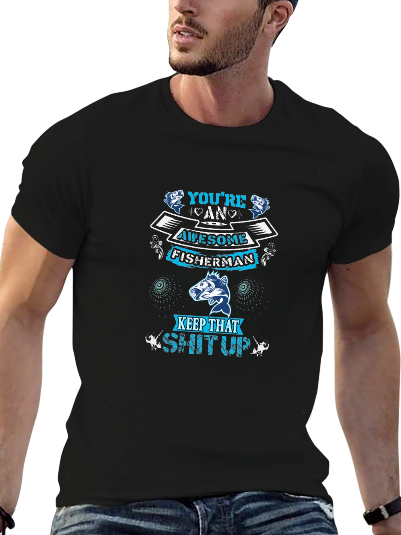 Awesome Fisherman Graphic Tee - Keep That Shut Up!