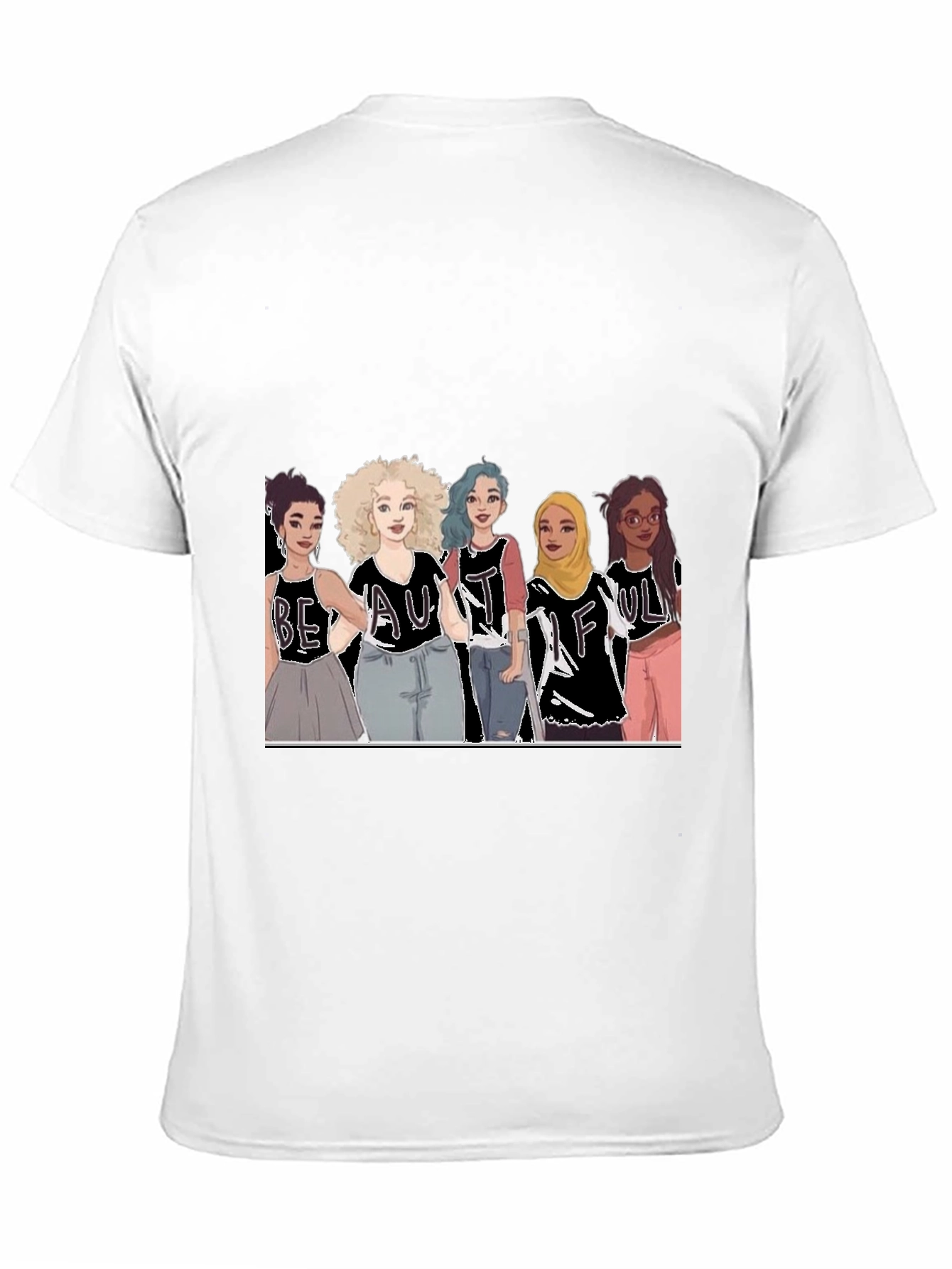 Beautiful Women Illustration Tee - Black Cotton Casual Shirt