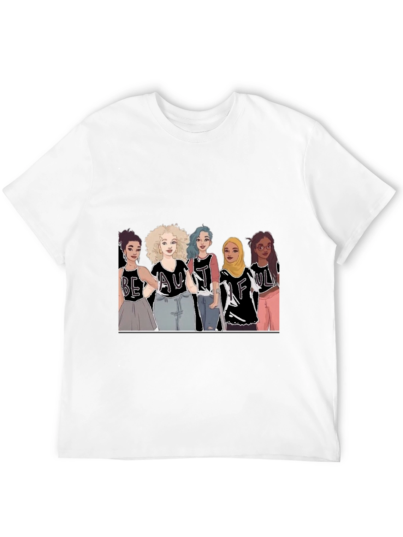 Beautiful Women Illustration Tee - Black Cotton Casual Shirt