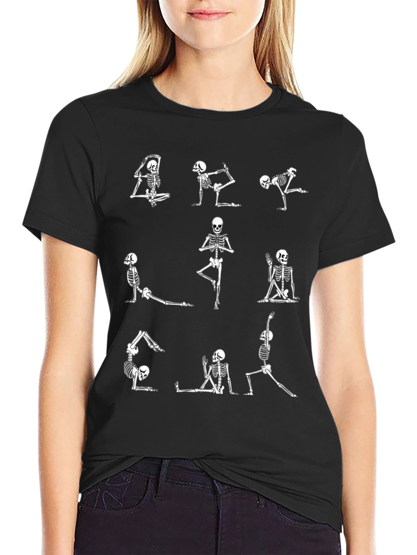 Yoga Skeleton Graphic Tee - Black T-Shirt