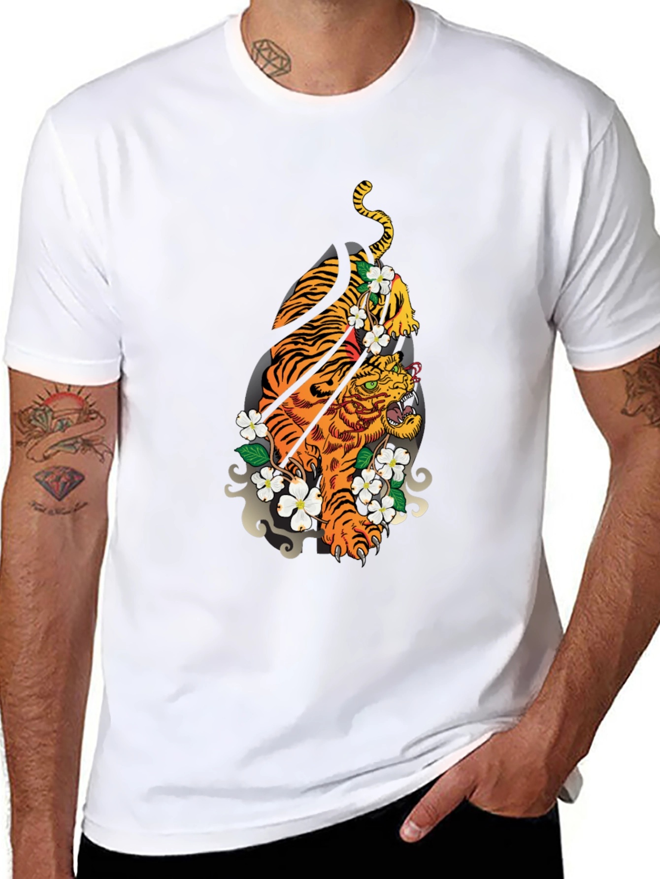 Tiger Graphic Black Tee - Unique Design