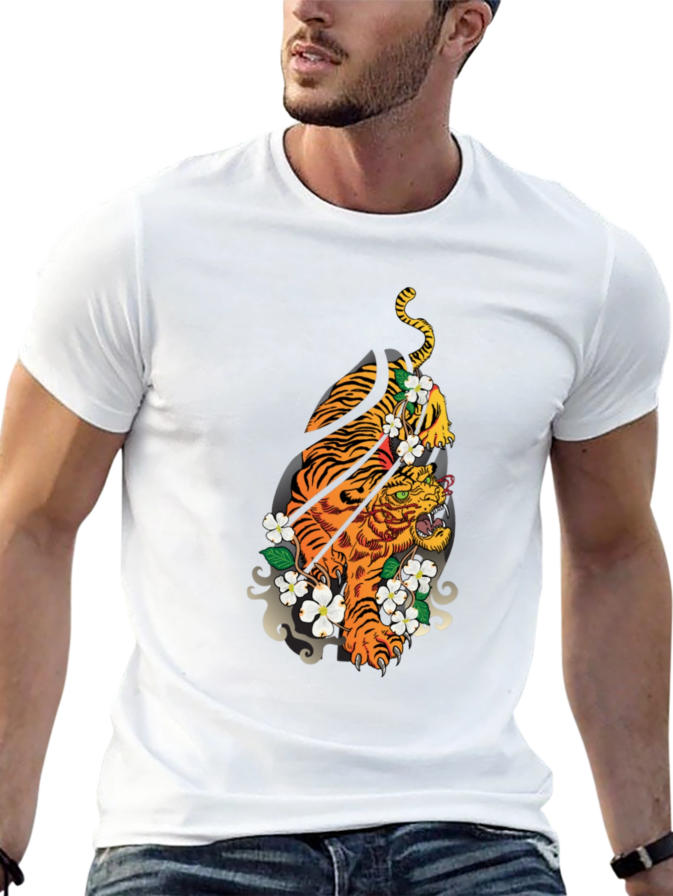 Tiger Graphic Black Tee - Unique Design