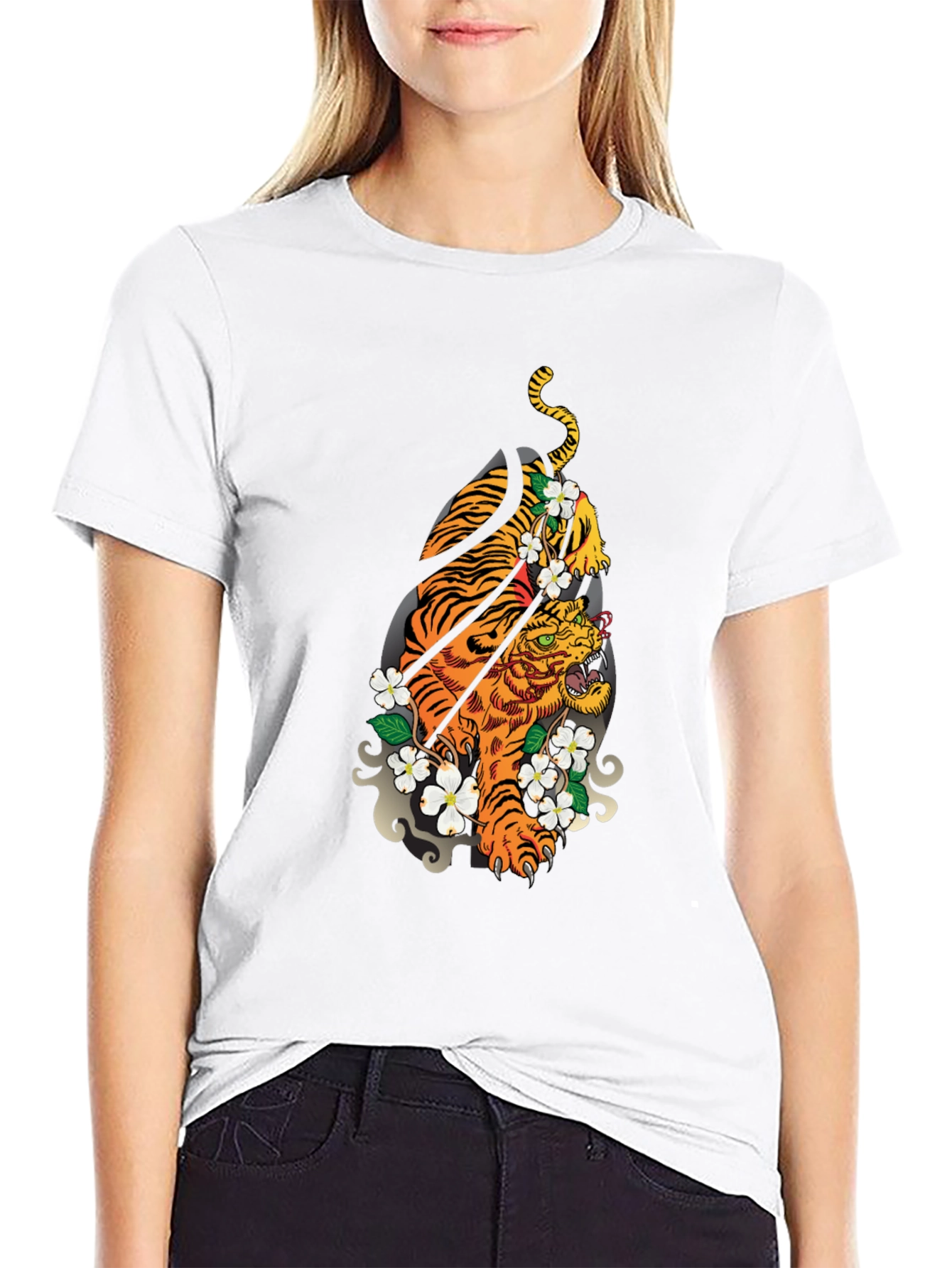 Tiger Graphic Black Tee - Unique Design