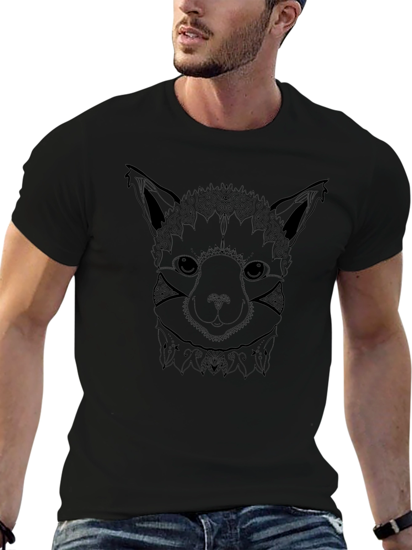 Fox Mandala T-Shirt - Black Graphic Tee