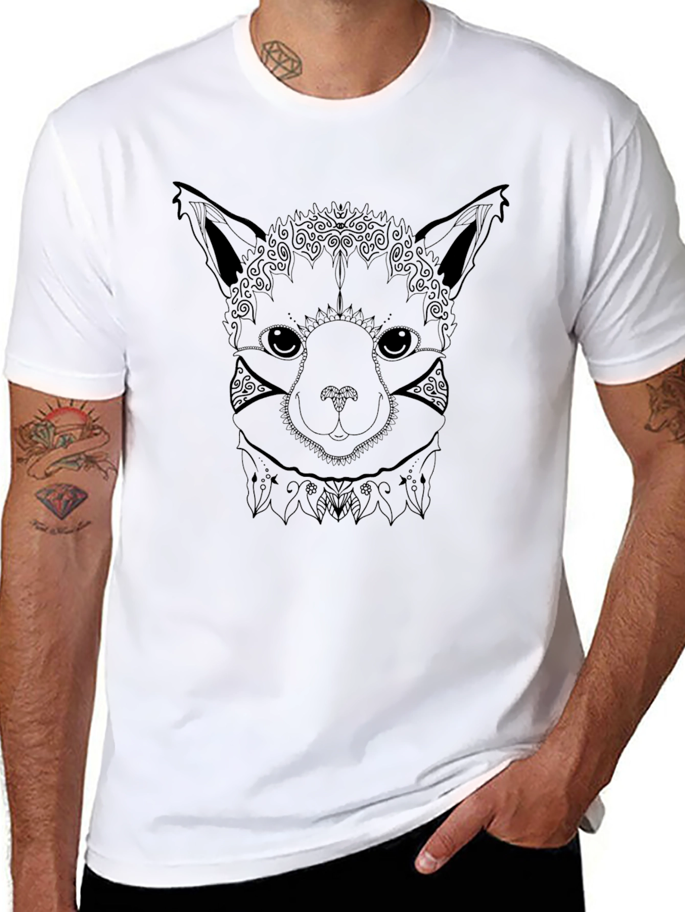 Fox Mandala T-Shirt - Black Graphic Tee