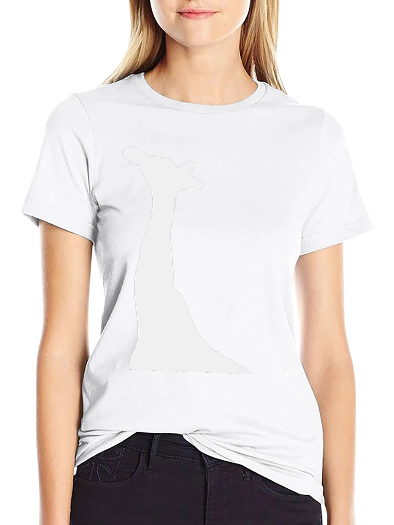Modern Giraffe Silhouette Black Tee
