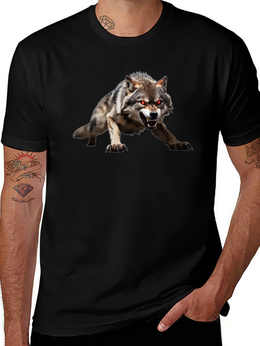 Mens Black Wolf Graphic Tee