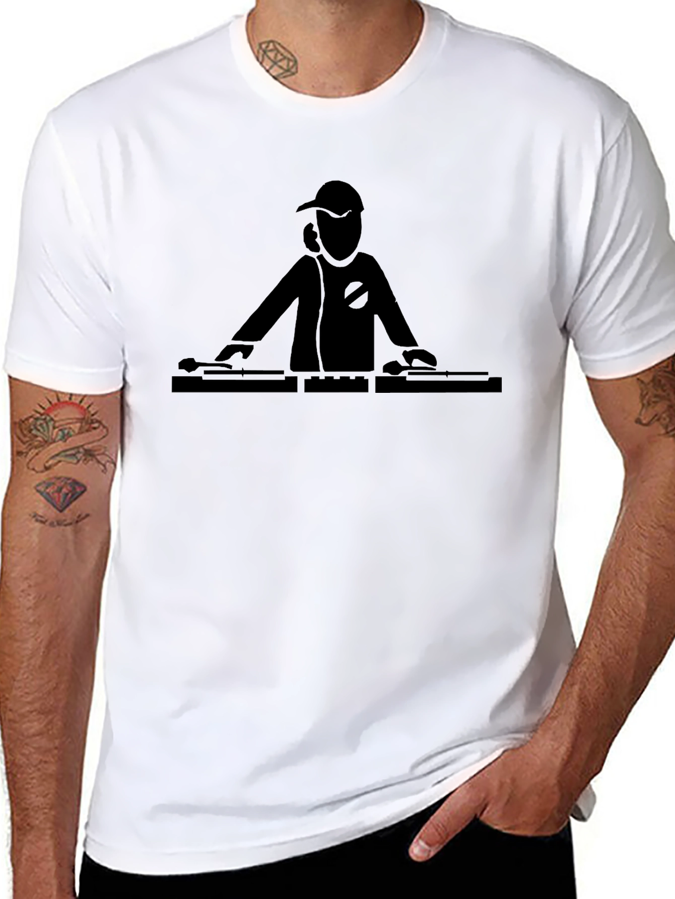 DJ Turntable Graphic Tee - Black Cotton T-Shirt
