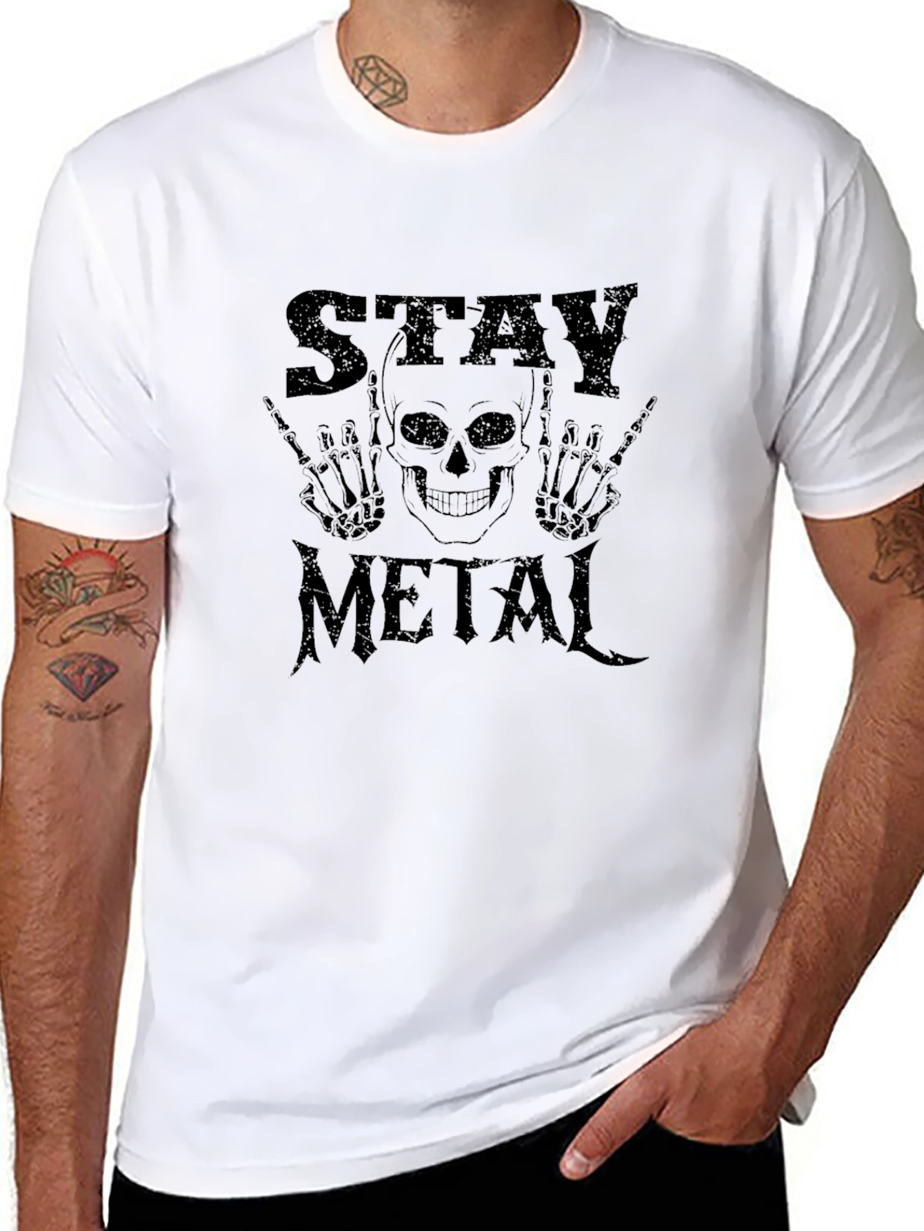 Stay Metal T-Shirt - Skull Design Black